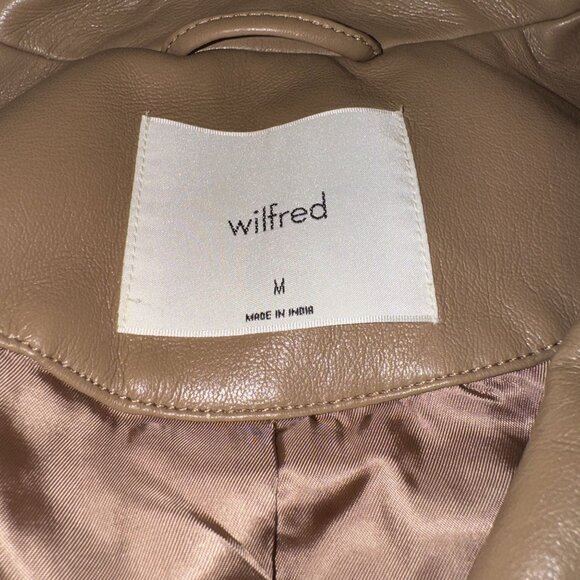 Aritzia Wilfred Diaz Camel Brown Faux Leather Motorcycle Jacket Women's Medium M - Picture 3 of 7